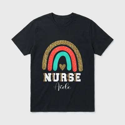 Nurse Aide Leopard Nurses Nursing Graduation T-Shirt – Classic T-Shirt in Black