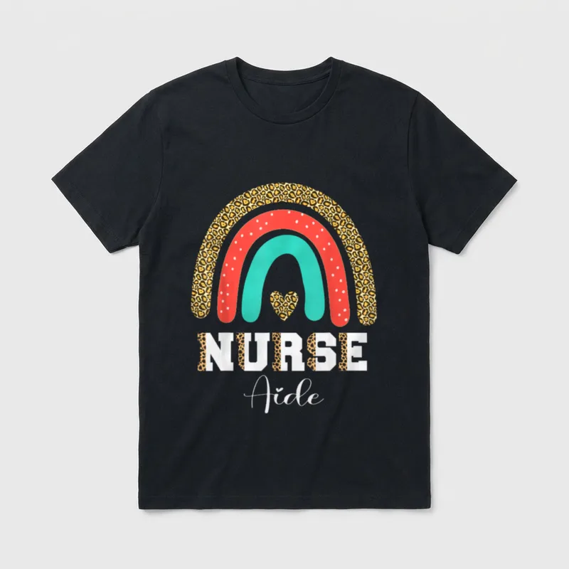 Nurse Aide Leopard Nurses Nursing Graduation T-Shirt – Classic T-Shirt in Black