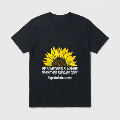 Geriatric Nurse Sunflower RN Nursing T-Shirt – Classic T-Shirt in Black