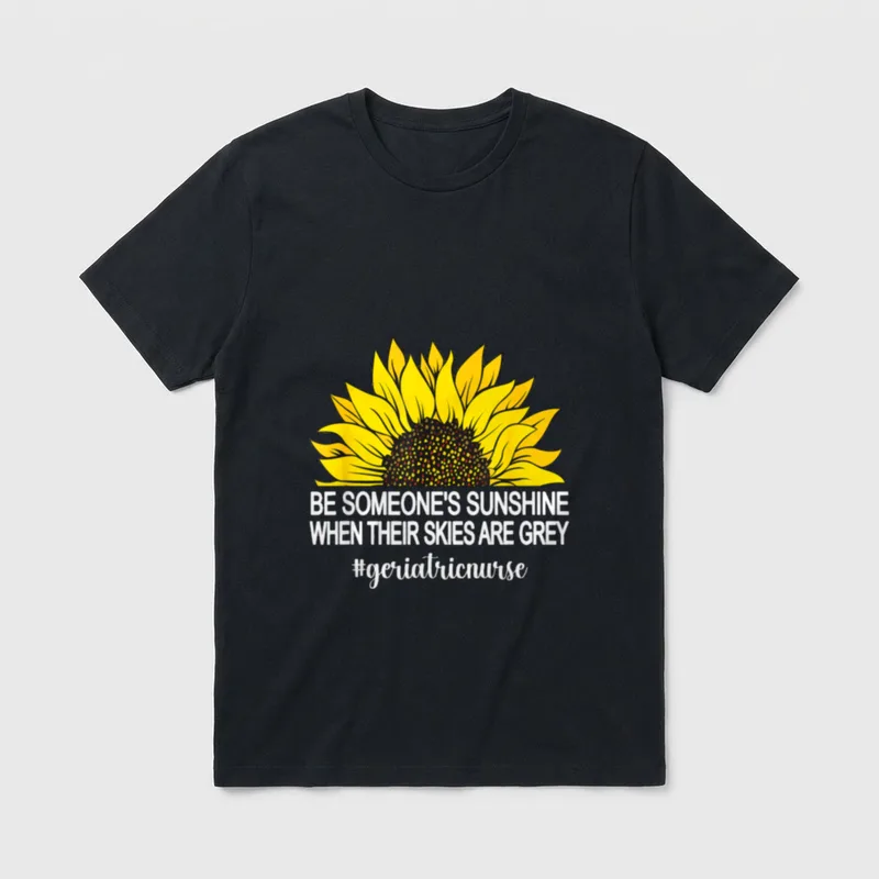 Geriatric Nurse Sunflower RN Nursing T-Shirt – Classic T-Shirt in Black