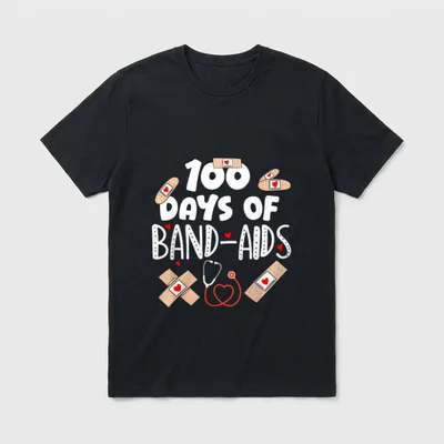 100 Days of Band-aids School Day T-Shirt – Classic T-Shirt in Black