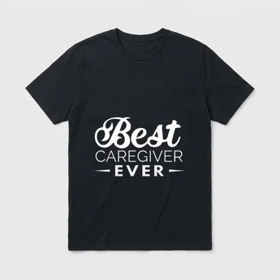 Nurse Caregiver T-Shirt – Best Caregiver Ever lettering with accent bars – Classic T-Shirt in Black