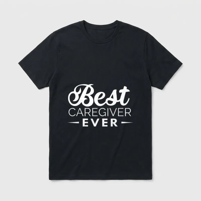 Nurse Caregiver T-Shirt – Best Caregiver Ever lettering with accent bars – Classic T-Shirt in Black