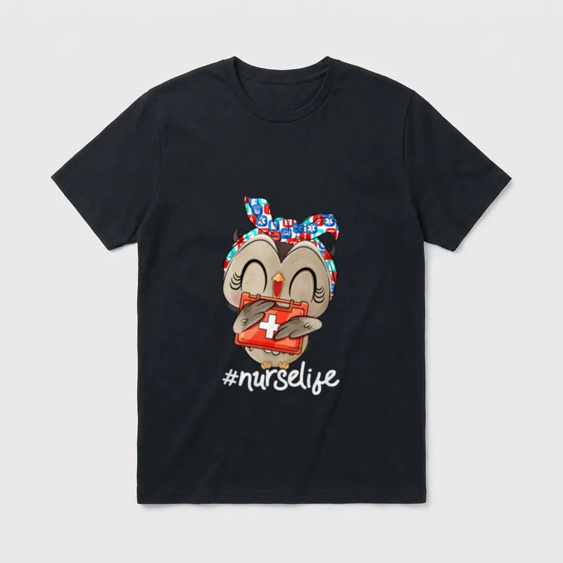 Owl Nurse Life Night Shift Nursing T-Shirt – Classic T-Shirt in Black
