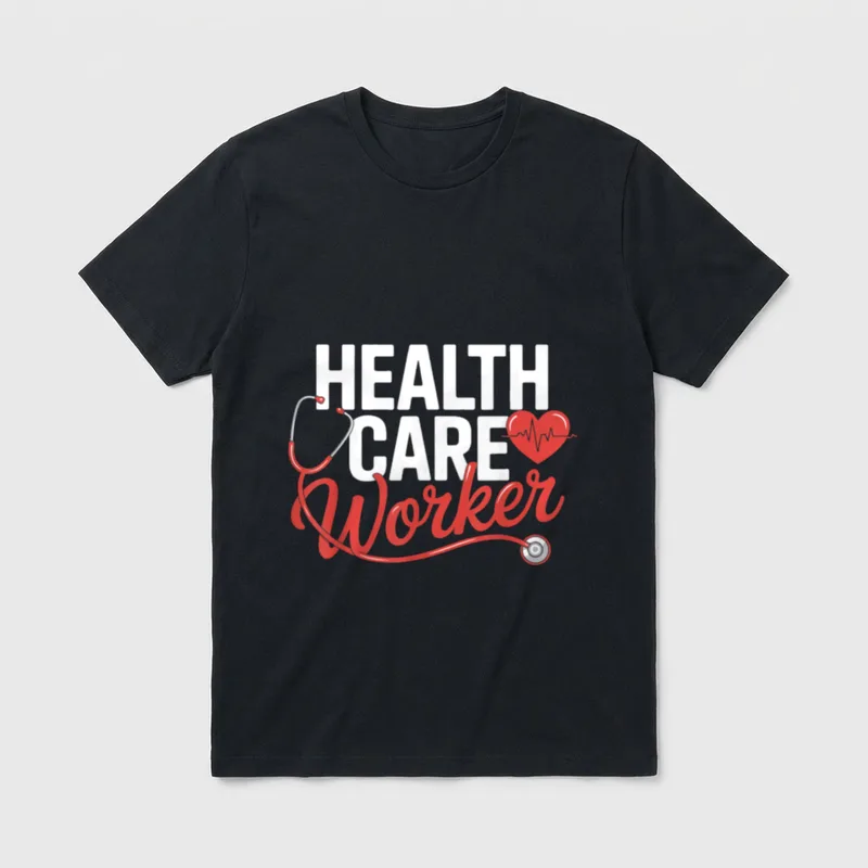 Health Care Worker Heart Stethoscope T-Shirt – Classic T-Shirt in Black