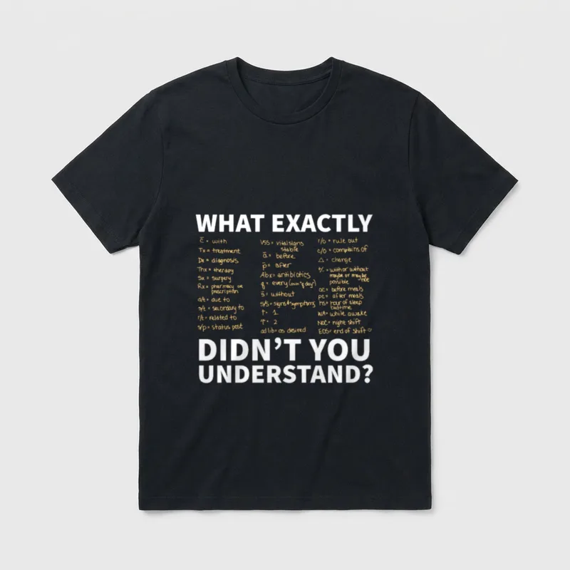 Nurse Shorthand Nursing Student T-Shirt – Medical abbreviations and shorthand chart definitions – Classic T-Shirt in Black