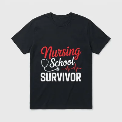 Nursing School Survivor Graduation Nurses T-Shirt – Classic T-Shirt in Black