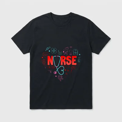 Nurse Love Nursing Student RN Stethoscope T-Shirt – Classic T-Shirt in Black