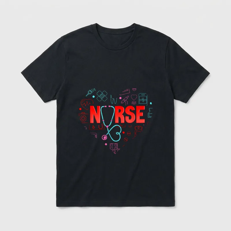 Nurse Love Nursing Student RN Stethoscope T-Shirt – Classic T-Shirt in Black
