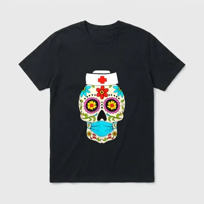 Calaveras Dia De Los Muertos Nurse T-Shirt – Classic T-Shirt in Black