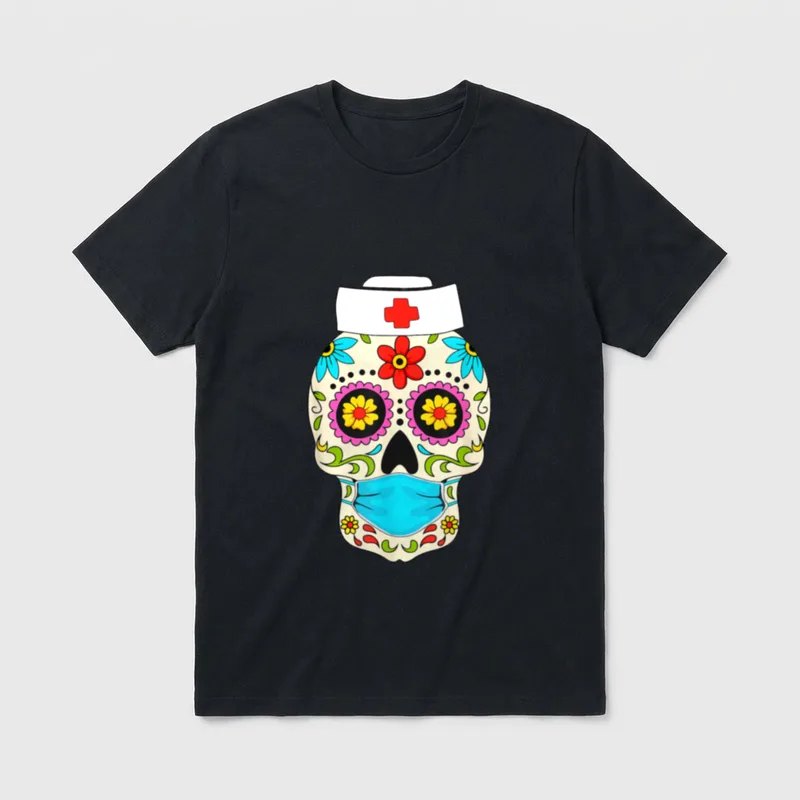 Calaveras Dia De Los Muertos Nurse T-Shirt – Classic T-Shirt in Black