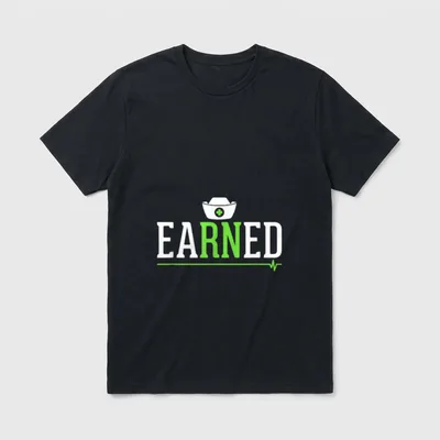 Heartbeat Nursing Graduation Earned Registered Nurse T-Shirt – Classic T-Shirt in Black