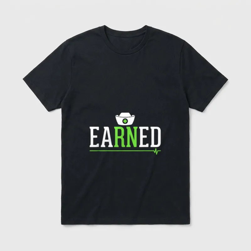 Heartbeat Nursing Graduation Earned Registered Nurse T-Shirt – Classic T-Shirt in Black