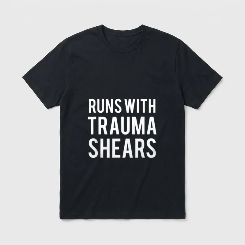 Runs with Trauma Shears Nurse Nursing T-Shirt – Classic T-Shirt in Black