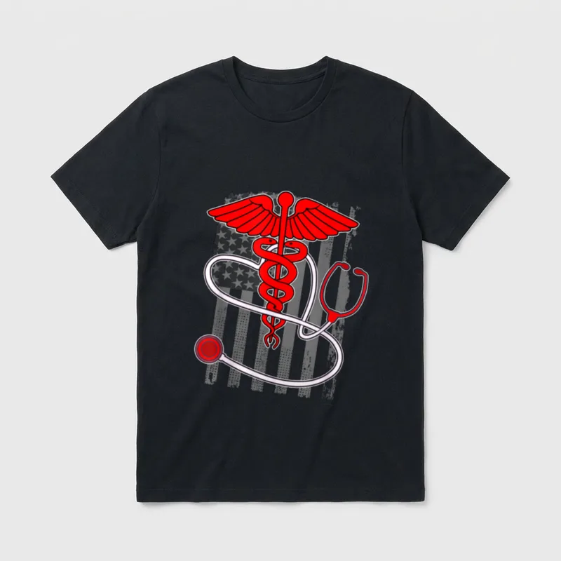Patriotic Nurse Product Graduating Nursing School T-Shirt – Classic T-Shirt in Black
