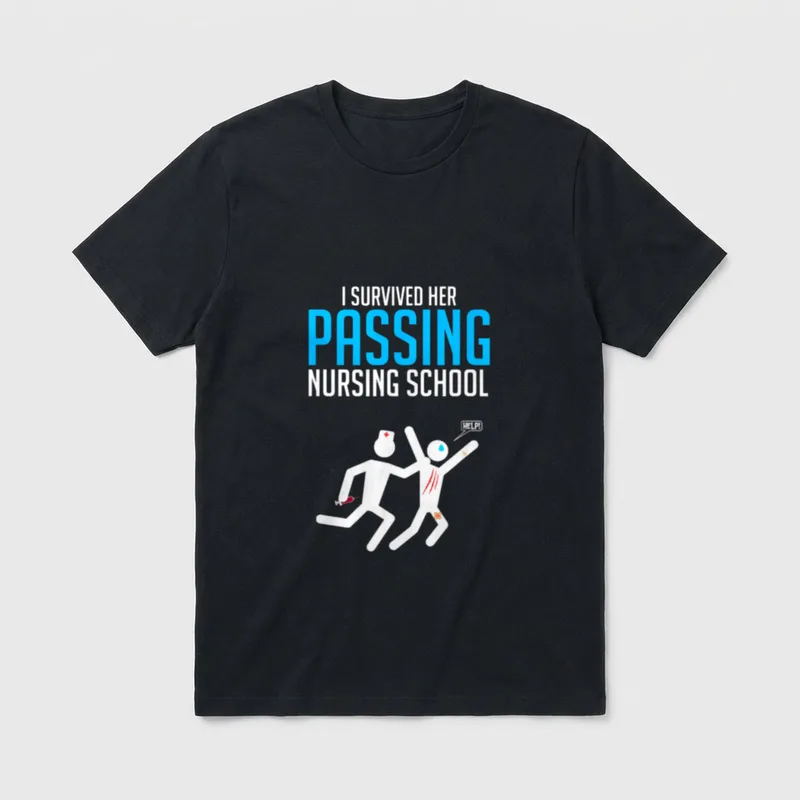 I Survived Her Nursing School Graduation T-Shirt – Classic T-Shirt in Black