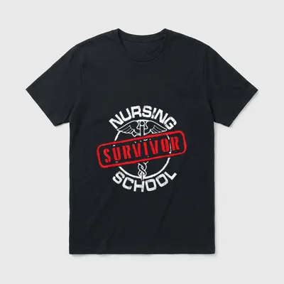 Nursing School Survivor New Nurse Graduation T-Shirt – Classic T-Shirt in Black