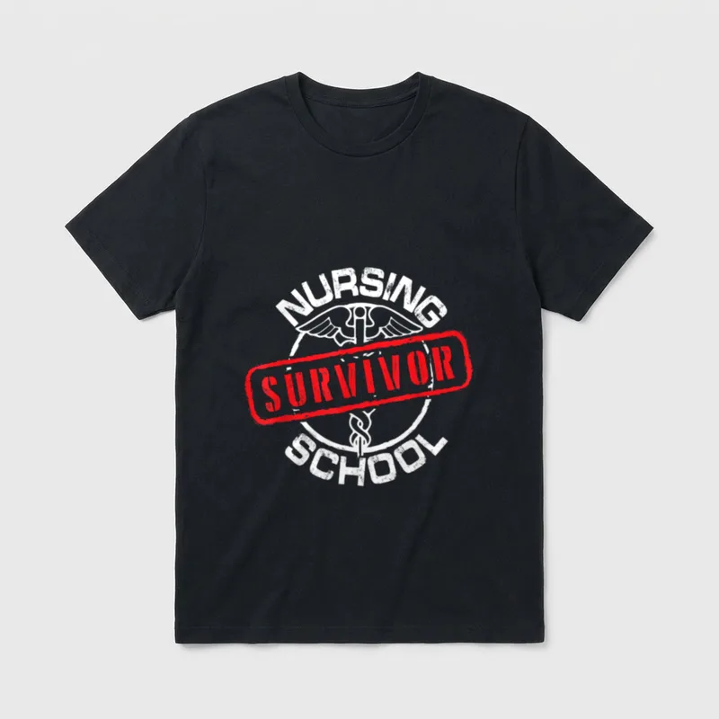 Nursing School Survivor New Nurse Graduation T-Shirt – Classic T-Shirt in Black