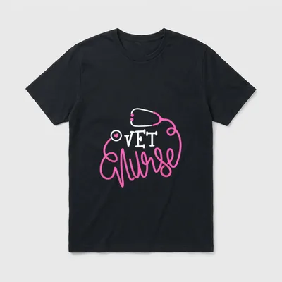 VET Nurse Stethoscope Veterinary Animal Lover T-Shirt – Classic T-Shirt in Black
