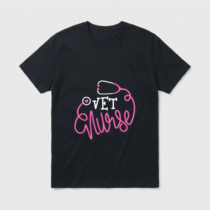 VET Nurse Stethoscope Veterinary Animal Lover T-Shirt – Classic T-Shirt in Black