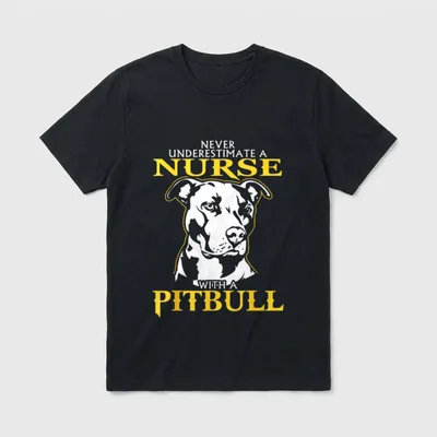 Never Underestimate a Nurse with Pitbull T-Shirt – Classic T-Shirt in Black