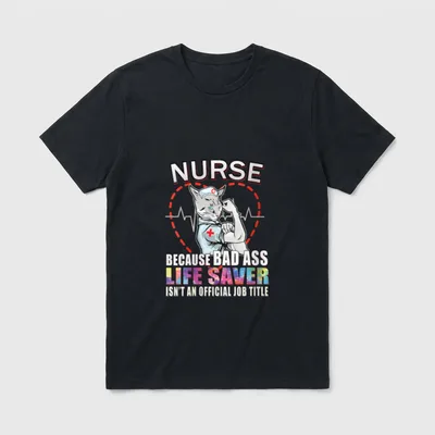 Nurse Scrub Life Because Bad Ass T-Shirt – Classic T-Shirt in Black