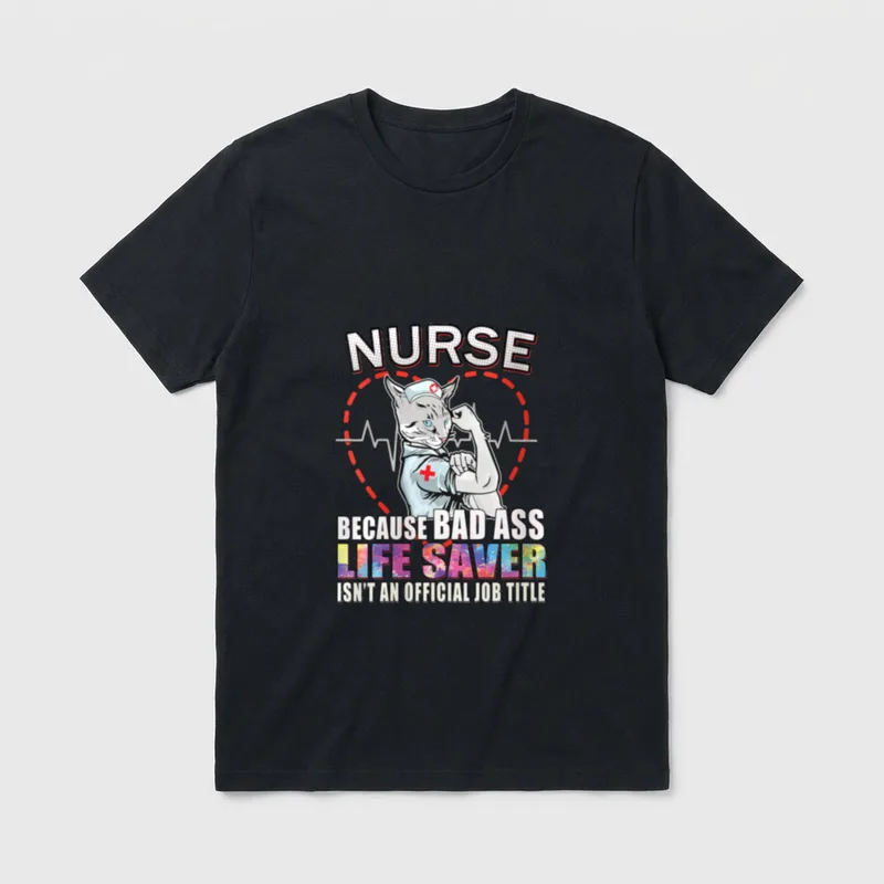 Nurse Scrub Life Because Bad Ass T-Shirt – Classic T-Shirt in Black