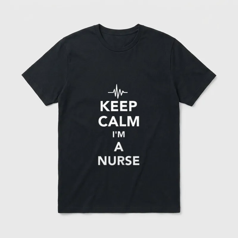 Keep Calm I'm a Nurse All T-Shirt – KEEP CALM I'M A NURSE with an EKG pulse line – Classic T-Shirt in Black
