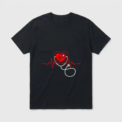 HeartBeats Nurse Love Stethoscope Nursing Medical T-Shirt – Classic T-Shirt in Black