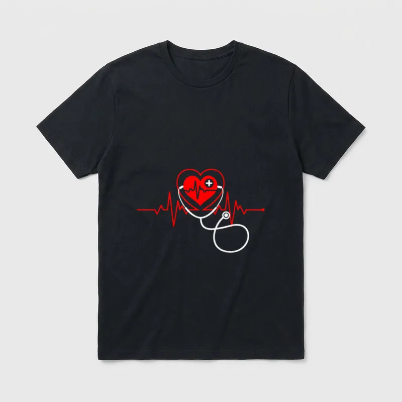 HeartBeats Nurse Love Stethoscope Nursing Medical T-Shirt – Classic T-Shirt in Black