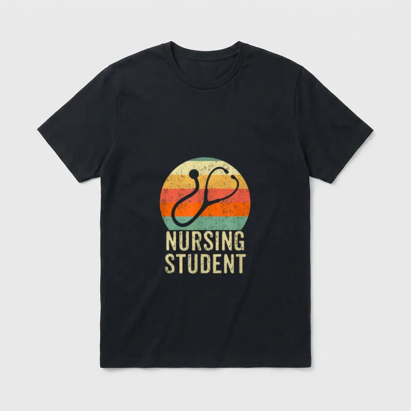 Nursing Student Nurse RN Retro Sun T-Shirt – Classic T-Shirt in Black