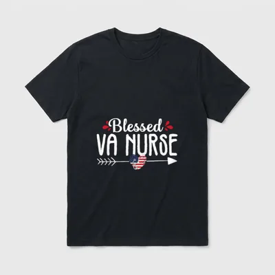 Blessed VA Nurse Cute RN Veteran T-Shirt – Classic T-Shirt in Black