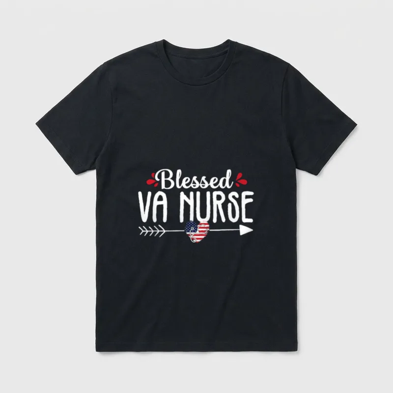 Blessed VA Nurse Cute RN Veteran T-Shirt – Classic T-Shirt in Black