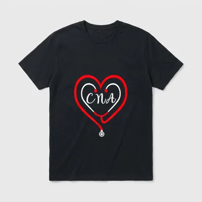 CNA Nurse Valentines Day Stethoscope RN T-Shirt – Classic T-Shirt in Black