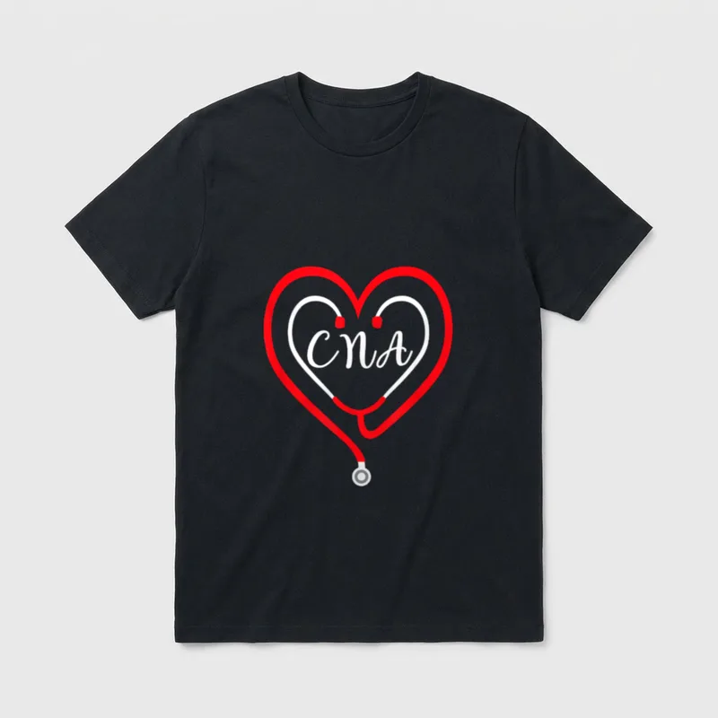 CNA Nurse Valentines Day Stethoscope RN T-Shirt – Classic T-Shirt in Black