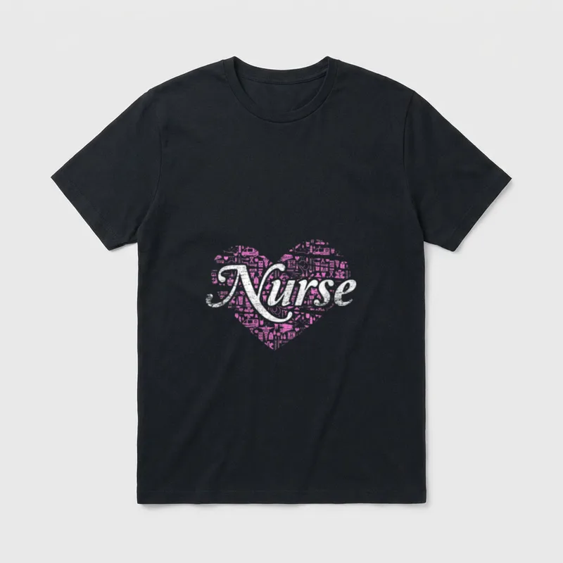 Nurse Heart Love Nursing T-Shirt – Classic T-Shirt in Black