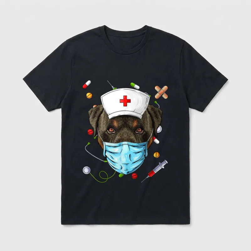 Rottweiler Nurse RN Funny Dog ER T-Shirt – Classic T-Shirt in Black