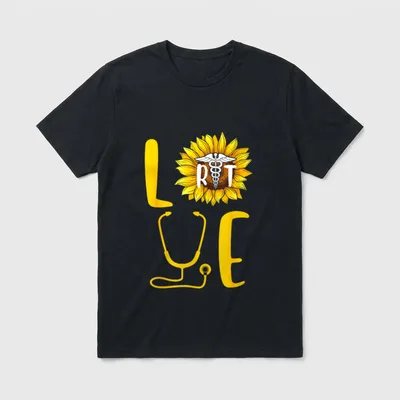 Sunflower Love Flower Nurse Proud Respiratory T-Shirt – Classic T-Shirt in Black