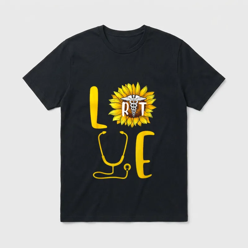 Sunflower Love Flower Nurse Proud Respiratory T-Shirt – Classic T-Shirt in Black