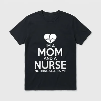 Nurse Mom Scares T-Shirt – Heart with an EKG line above bold lettering about nursing moms – Classic T-Shirt in Black