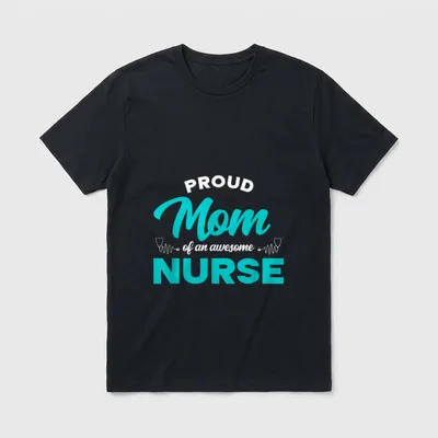Proud Mom of an Awesome Nurse T-Shirt – PROUD Mom of an awesome NURSE with stethoscope pulse art – Classic T-Shirt in Black
