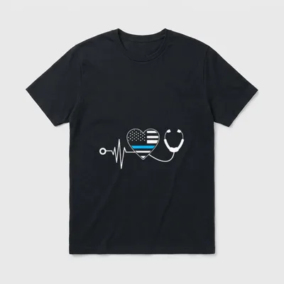 Nurse Police Heartbeat Vintage Wife Gear T-Shirt – Classic T-Shirt in Black