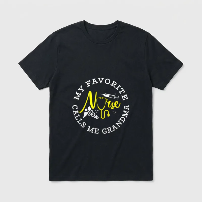 My Favorite Nurse Calls Me Double-needle T-Shirt – Classic T-Shirt in Black
