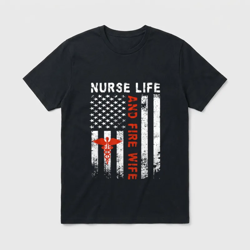 Fire Wife Nurse Life Firefighter T-Shirt – Classic T-Shirt in Black