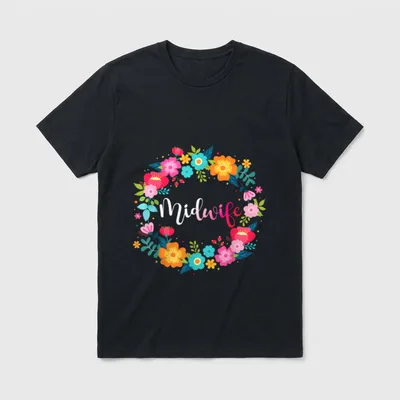 Nurse Midwife Birth Worker Flower T-Shirt – Classic T-Shirt in Black