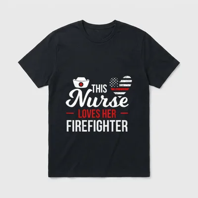 This Nurse Loves Her Firefighter Wife T-Shirt – Classic T-Shirt in Black