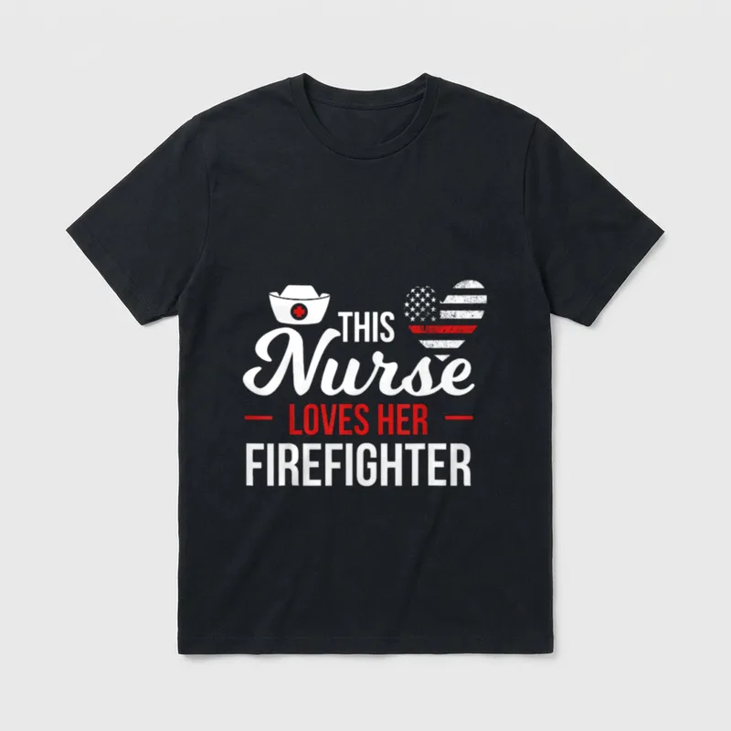 This Nurse Loves Her Firefighter Wife T-Shirt – Classic T-Shirt in Black