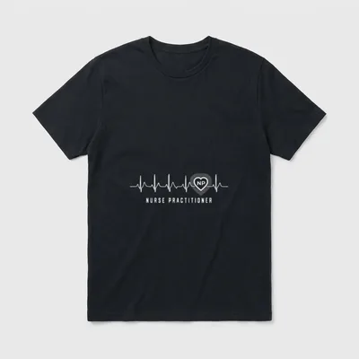 Nurse Practitioner NP Heartbeat Heart T-Shirt – Classic T-Shirt in Black