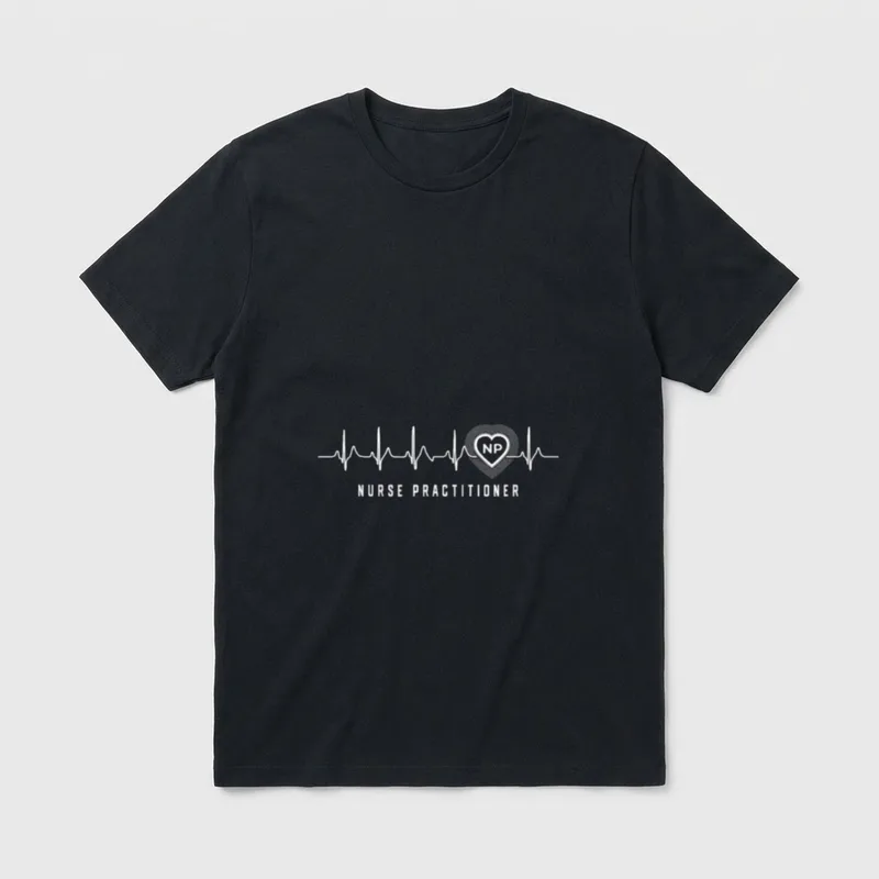 Nurse Practitioner NP Heartbeat Heart T-Shirt – Classic T-Shirt in Black