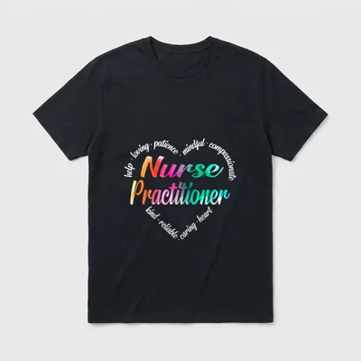 Nurse Practitioner Heart Word Cloud Watercolor T-Shirt – Classic T-Shirt in Black